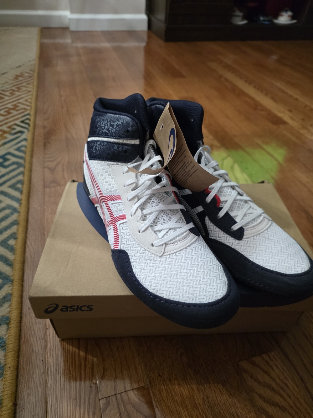 Asics Men's White Navy Red Athletic Shoes